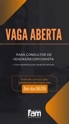 Vaga para consultor de vendas em Jaboatao