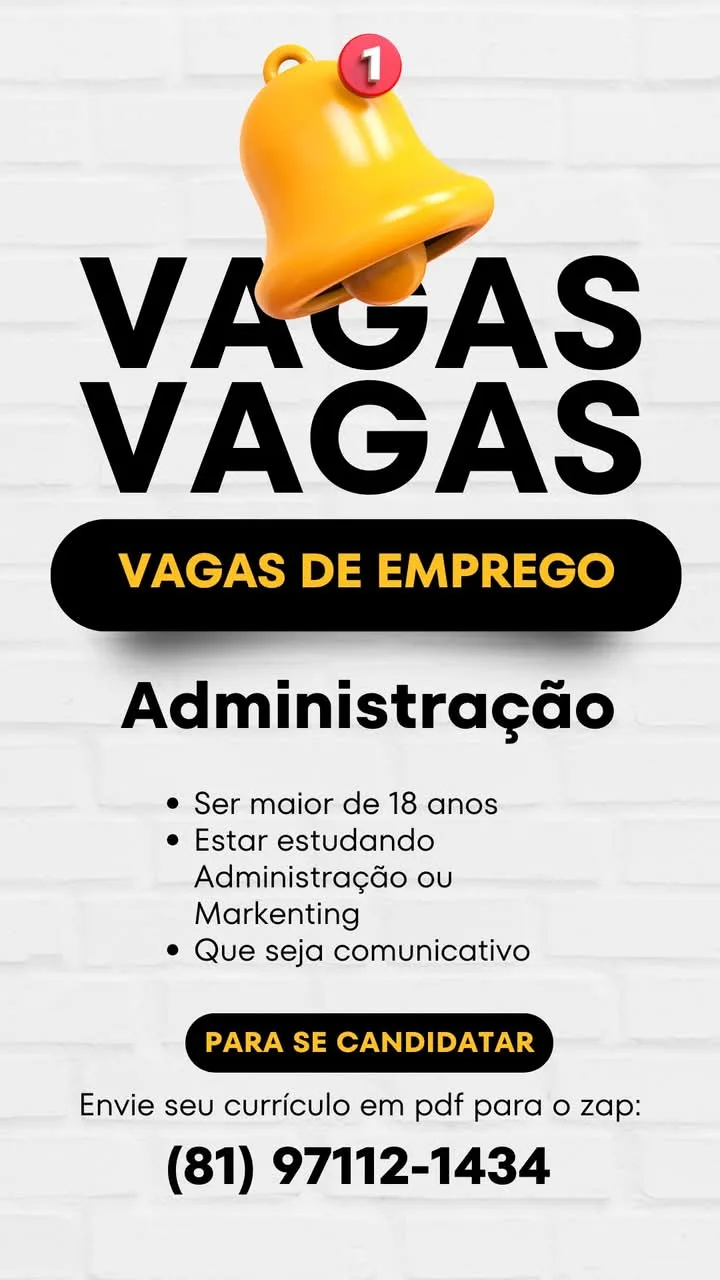 📢 Oportunidade de Emprego! Área de Administração