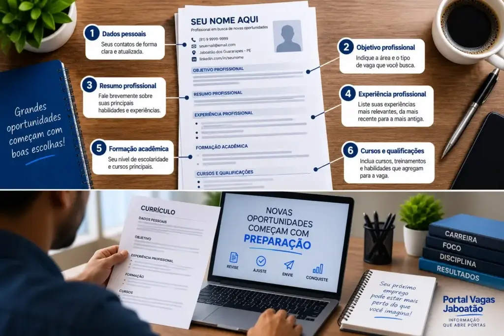 Profissional revisando e adaptando o currículo antes de enviar