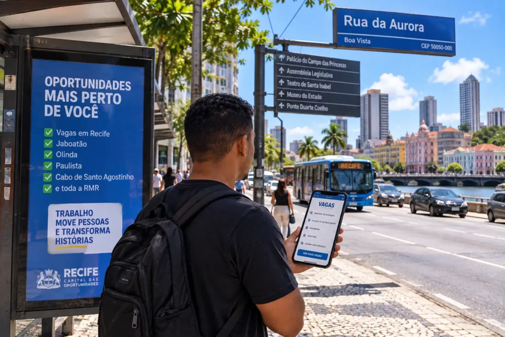 Trabalhador procurando emprego na Rua da Aurora no Recife